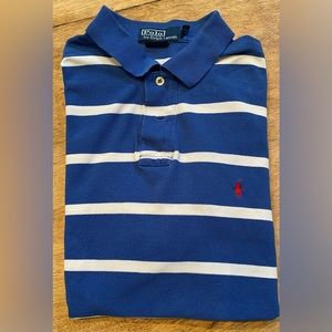 Polo by Ralph Lauren Boy’s Large Custom Fit Blue/White Short‎ Sleeve Knit Shirt